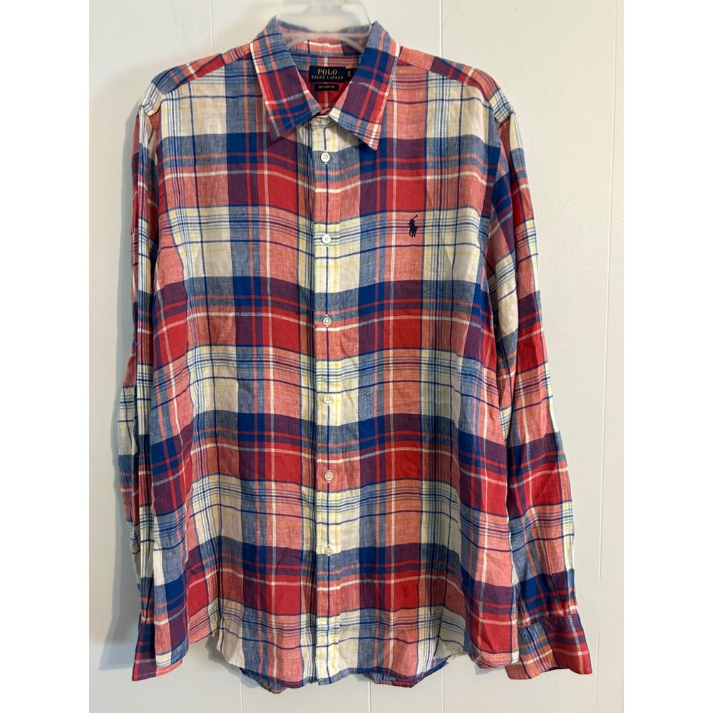 Polo Ralph Lauren Plaid Relaxed Fit Long Sleeve Button‎ Down Shirt Men XL